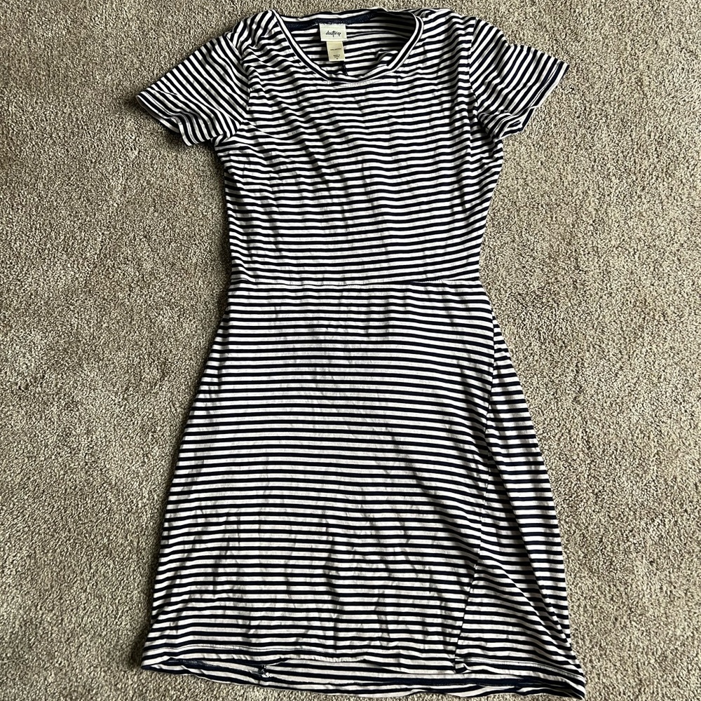 Daytrip Casual Striped Dress with Keyhole Back